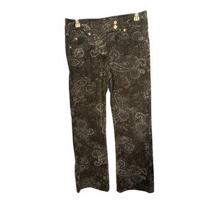 Womyn Black‎ Paisley Print Corduroy Pants Size 2